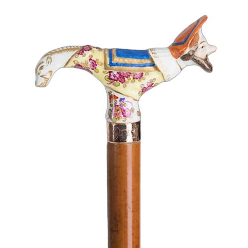 Canne ancienne décorative : Homme porcelaine - Galerie d'art Patrick Gutknecht